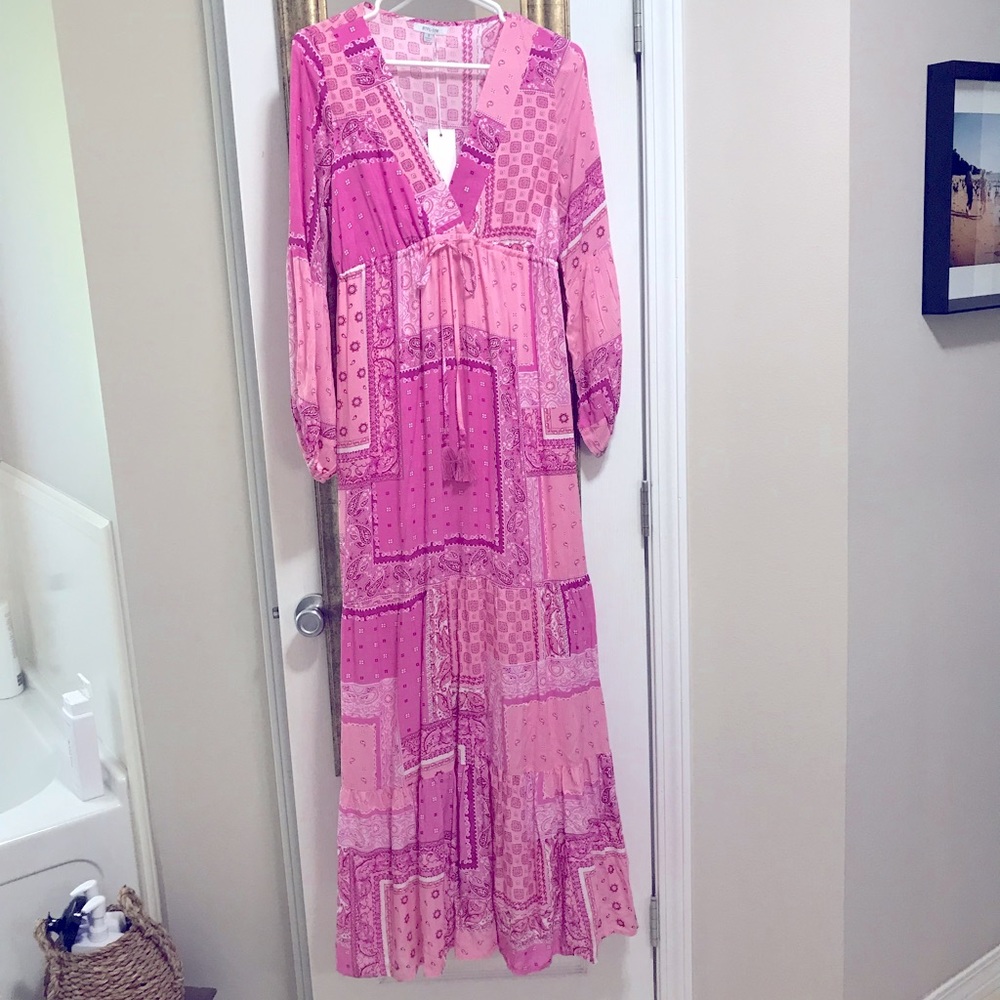 BTFL Life Women’s Magenta Patchwork Maxi Dress